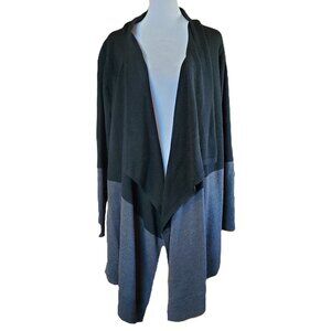 Eddie Bauer Merino Wool Blend Open Cardigan Sweater Black Gray Women's Size 2XL